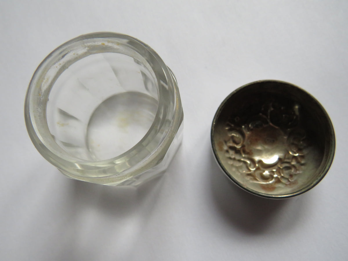 Antique Sterling Silver Topped Glass Jar Hallmarked Glasgow 1902
