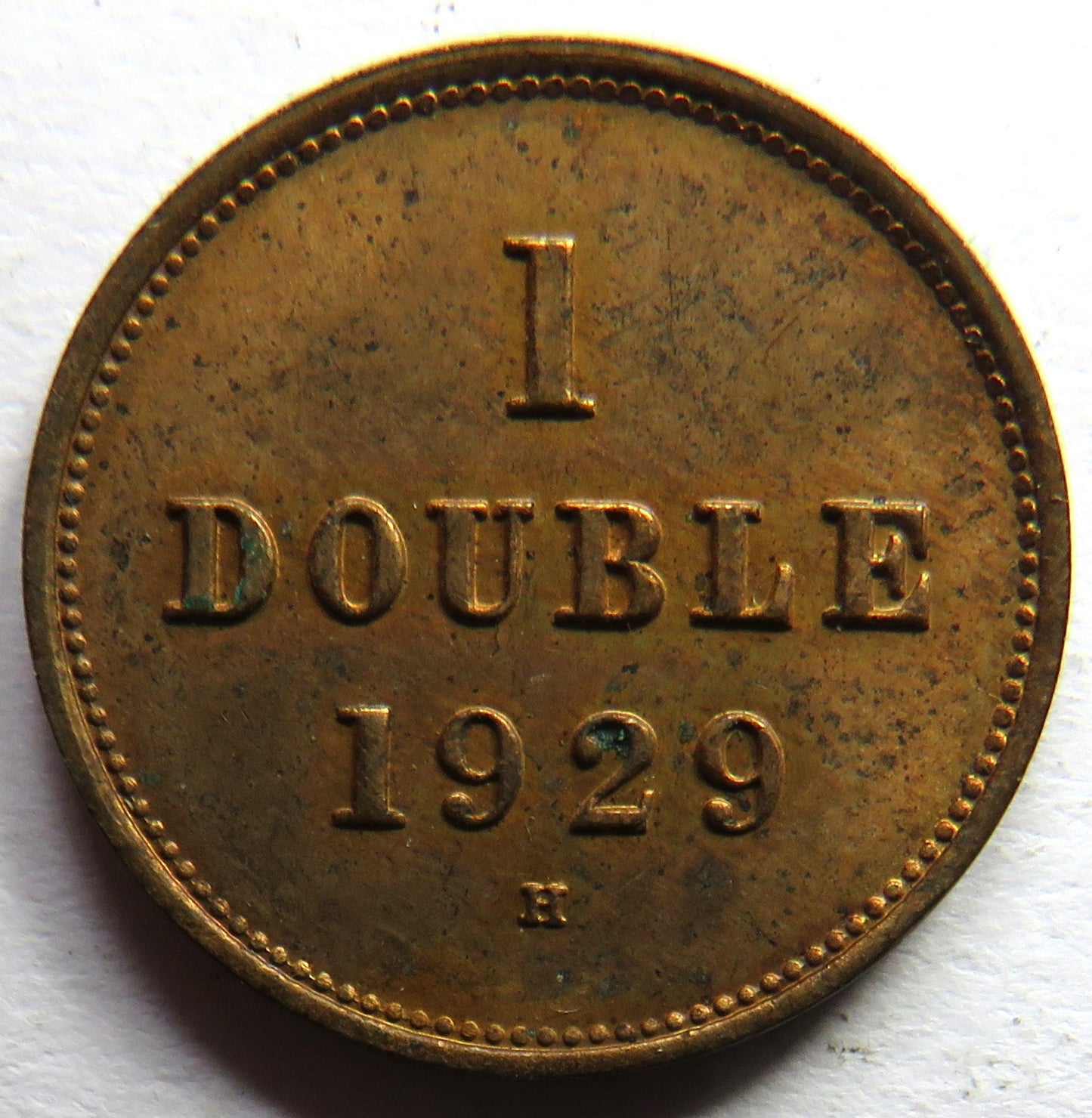 1929-H Guernsey 1 One Double Coin In High Grade