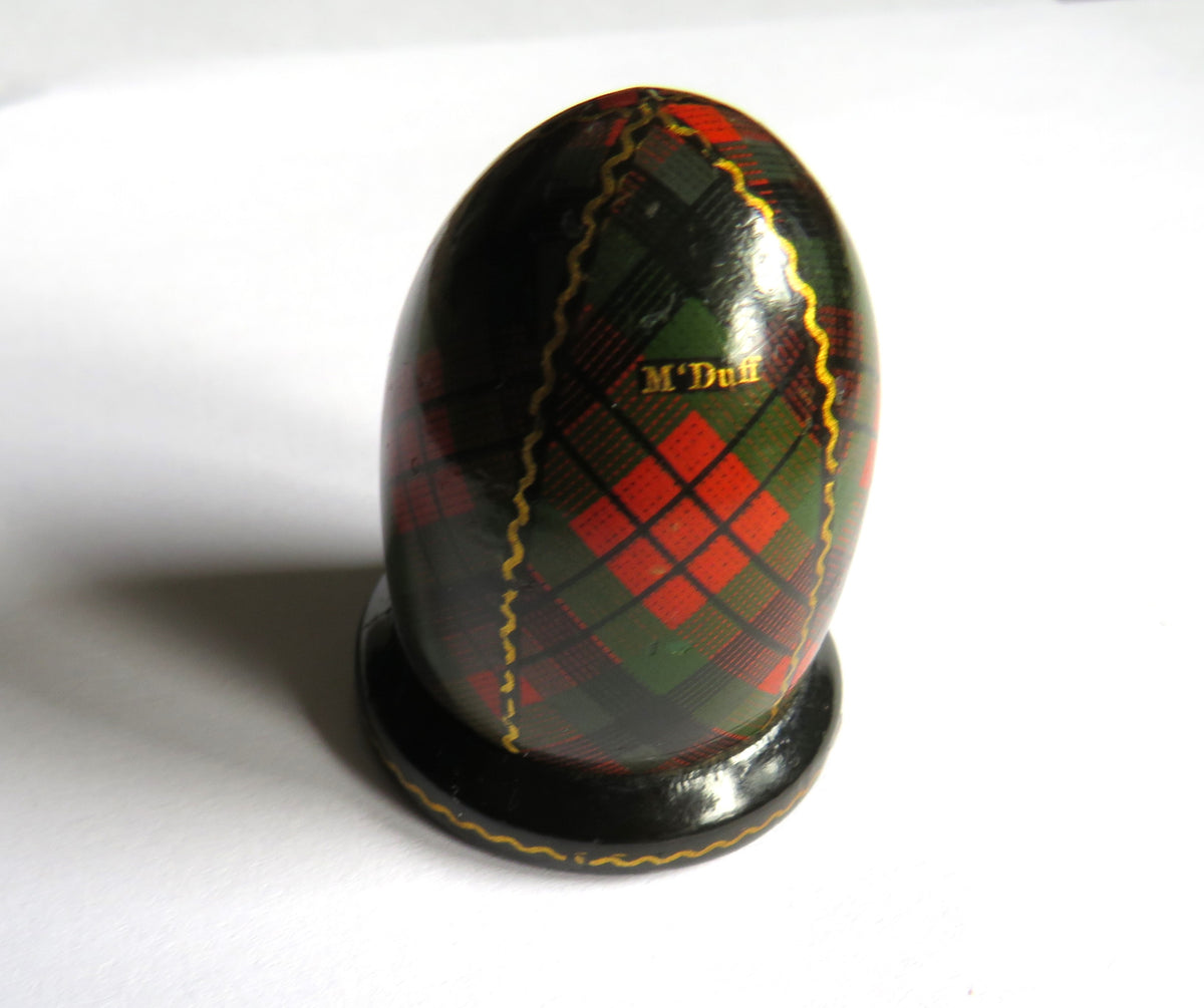 Antique Mauchline Tartan Ware Thimble Holder McDuff Tartan