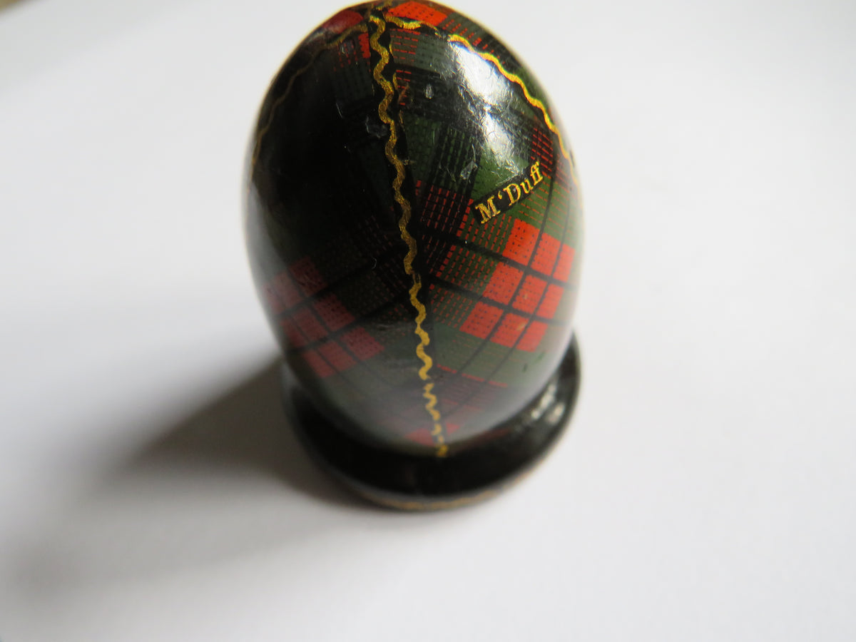 Antique Mauchline Tartan Ware Thimble Holder McDuff Tartan