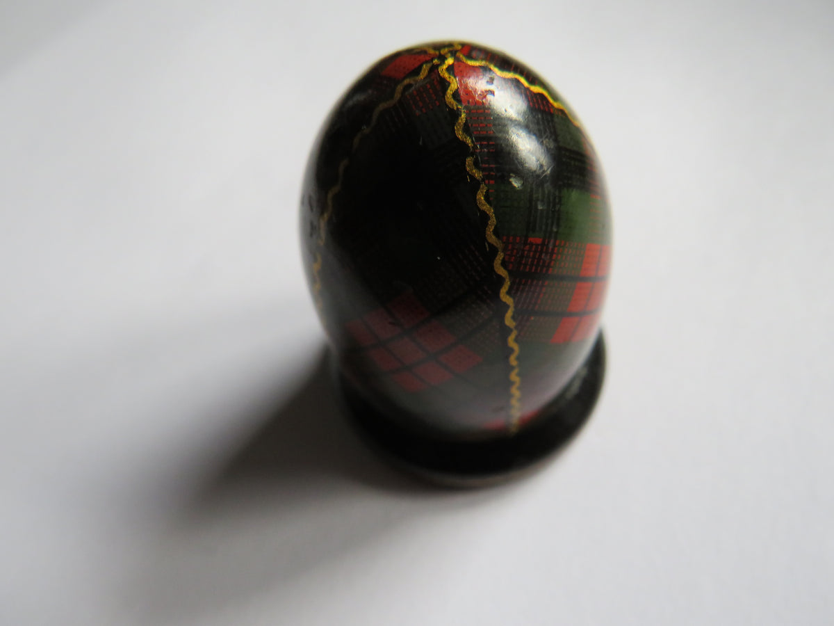 Antique Mauchline Tartan Ware Thimble Holder McDuff Tartan