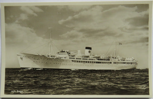 Vintage Shipping Postcard of M/S Saga