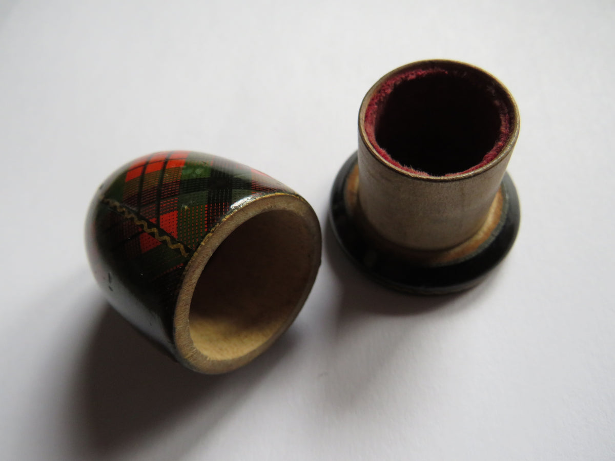 Antique Mauchline Tartan Ware Thimble Holder McDuff Tartan