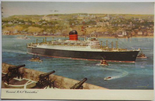 Vintage Shipping Postcard of Cunard R.M.S. Corinthia