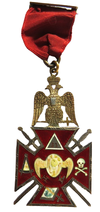 Antique Masonic Silver, Gold & Enamelled Jewel 33rd Degree Scottish Rite
