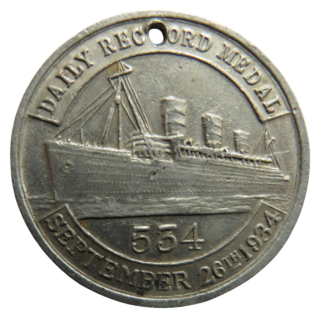 1934 King George V Daily Record Medal - Launch of Queen Mary