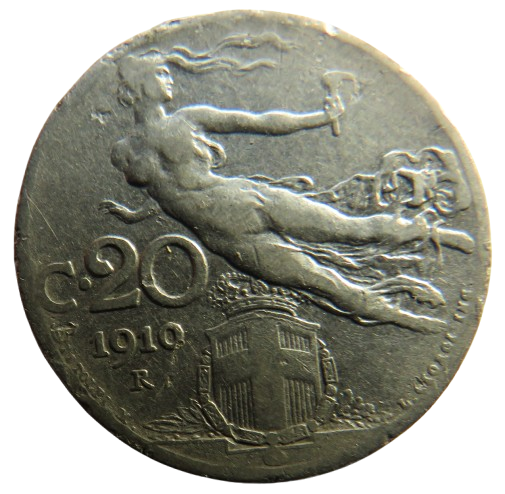 1910 Italy 20 Centesimi Coin