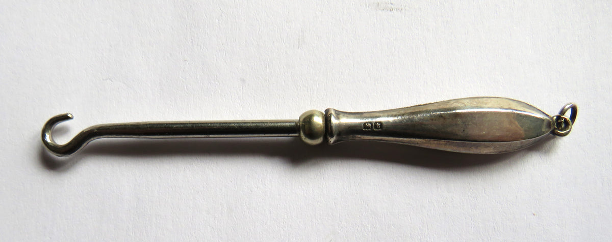 Antique Small Silver Handled Button Hook Hallmarked Birmingham 1918