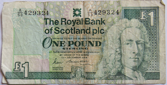 1988 The Royal Bank of Scotland £1 Banknote