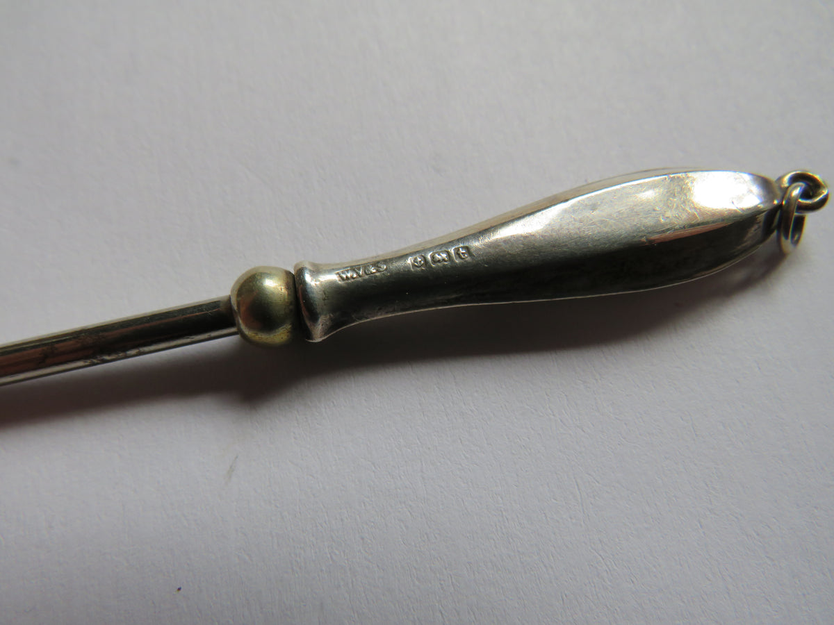 Antique Small Silver Handled Button Hook Hallmarked Birmingham 1918