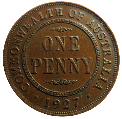 1927 King George V Australia One Penny Coin