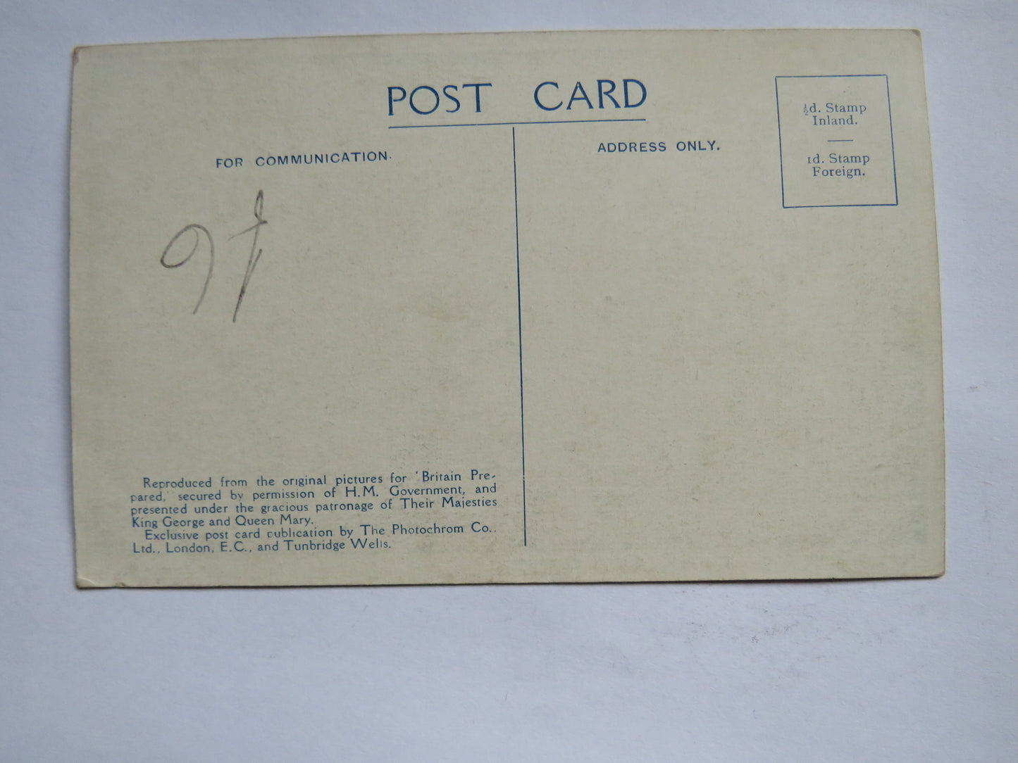 Vintage Postcard of Fore Turret Deck of H.M.S. Queen Elizabeth
