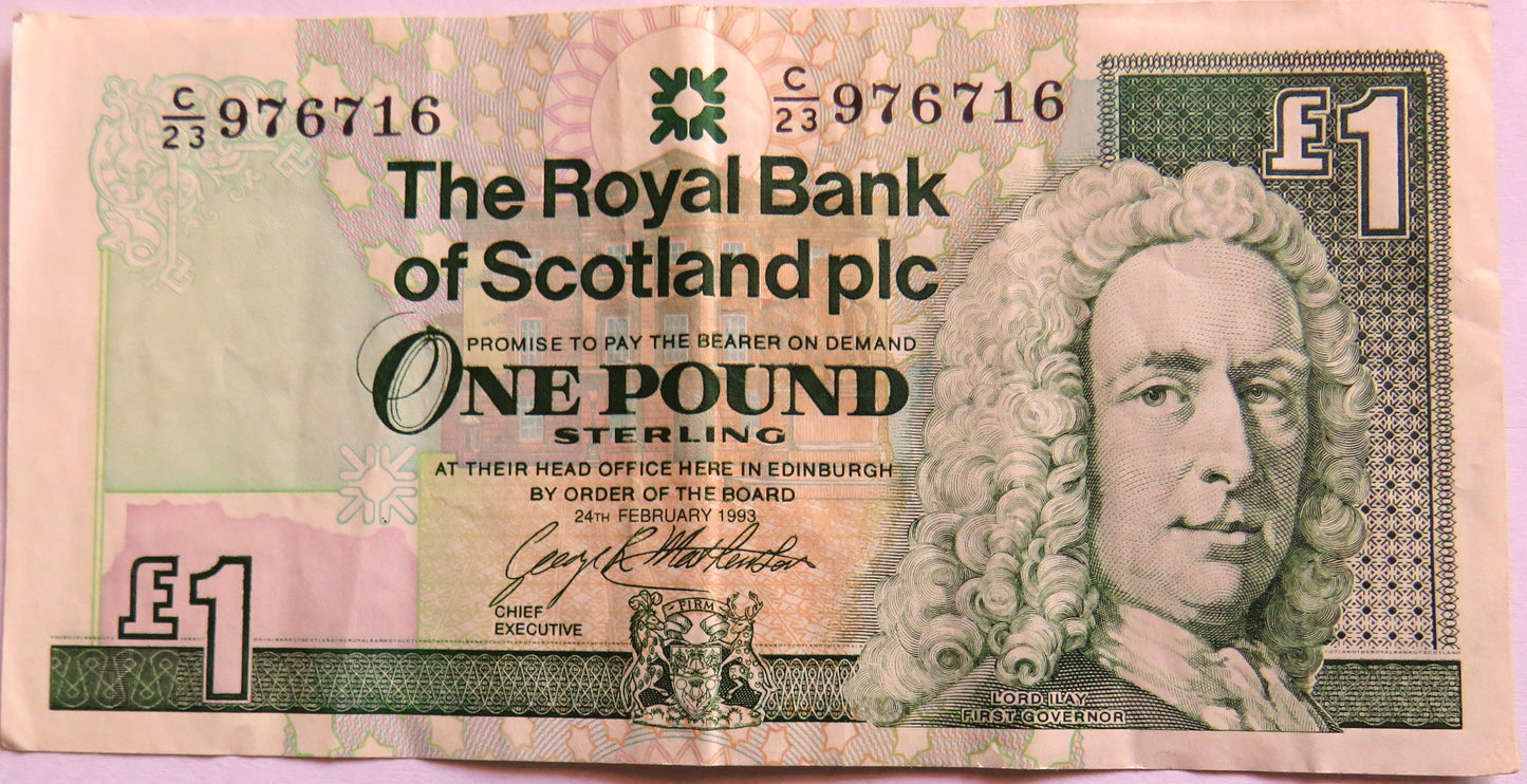 1993 The Royal Bank of Scotland £1 Banknote