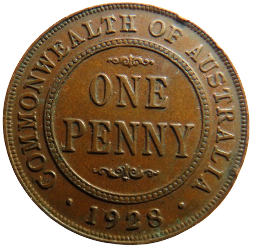 1928 King George V Australia One Penny Coin