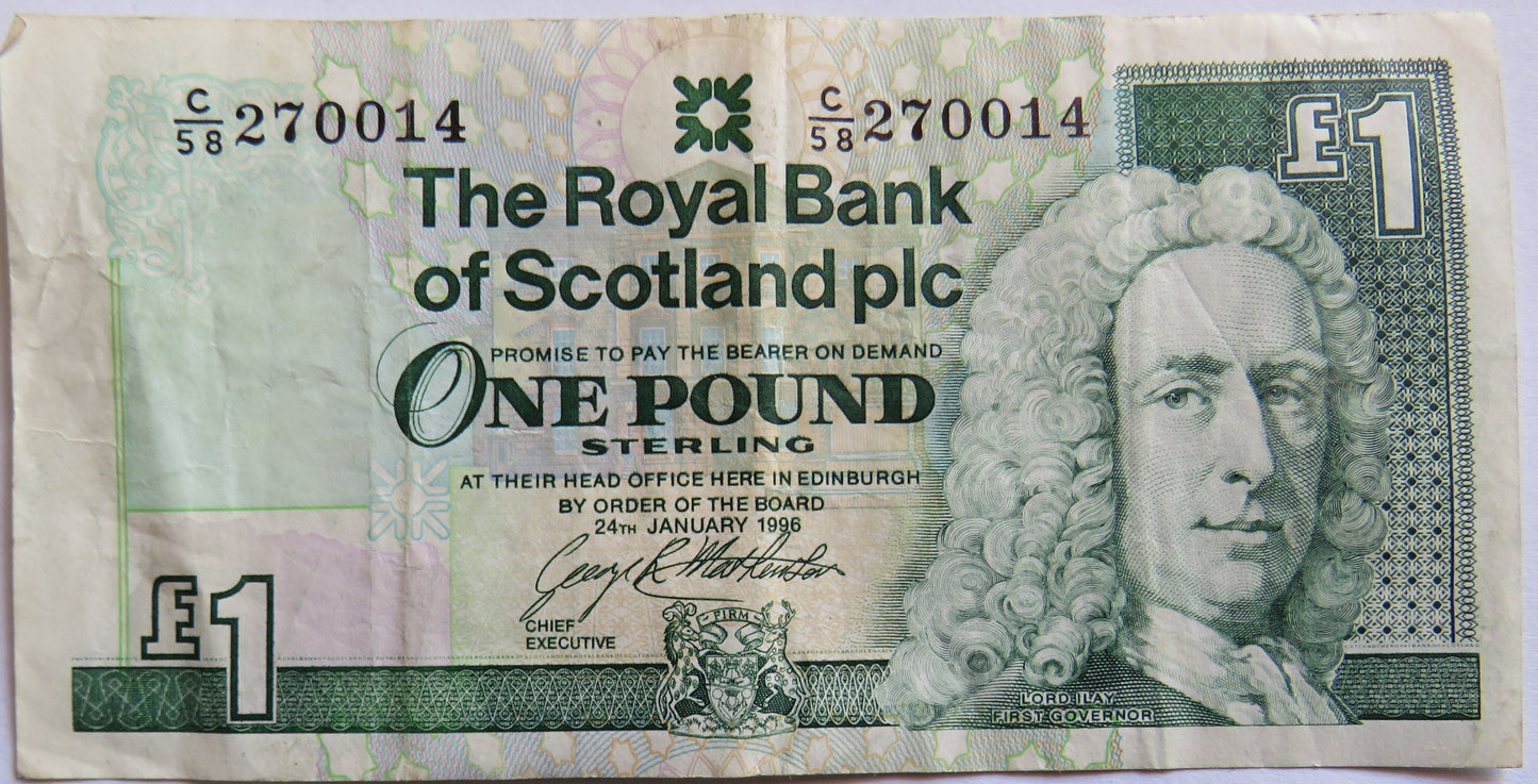 1996 The Royal Bank of Scotland £1 Banknote