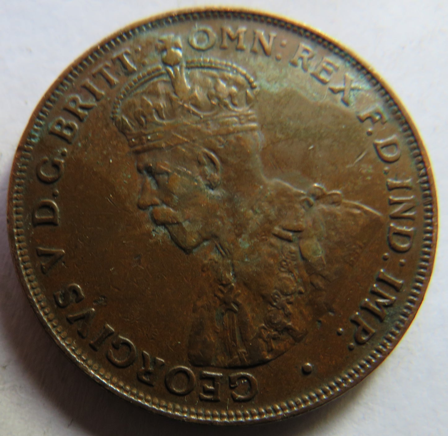 1929 King George V Australia One Penny Coin