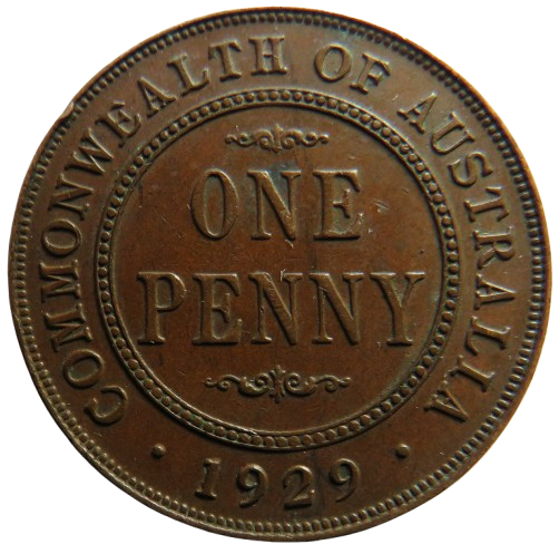 1929 King George V Australia One Penny Coin