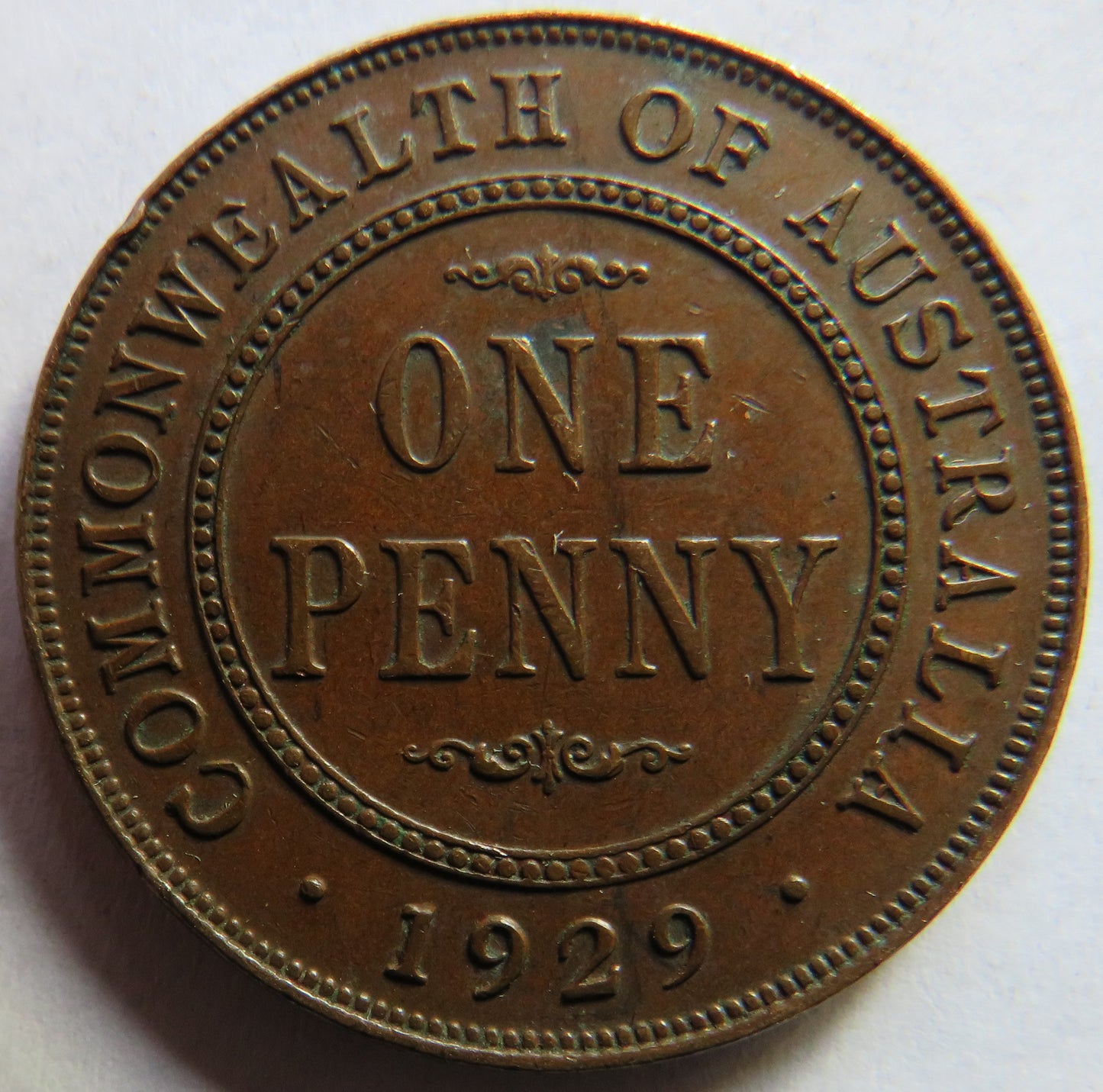 1929 King George V Australia One Penny Coin