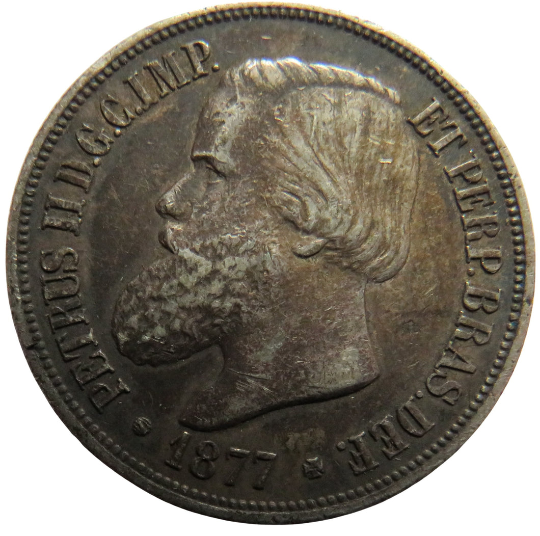 1877 Brazil Silver 1000 Reis Coin