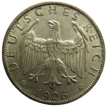 Load image into Gallery viewer, 1926-A Germany - Weimar Republic 2 Reichsmark Coin In High Grade
