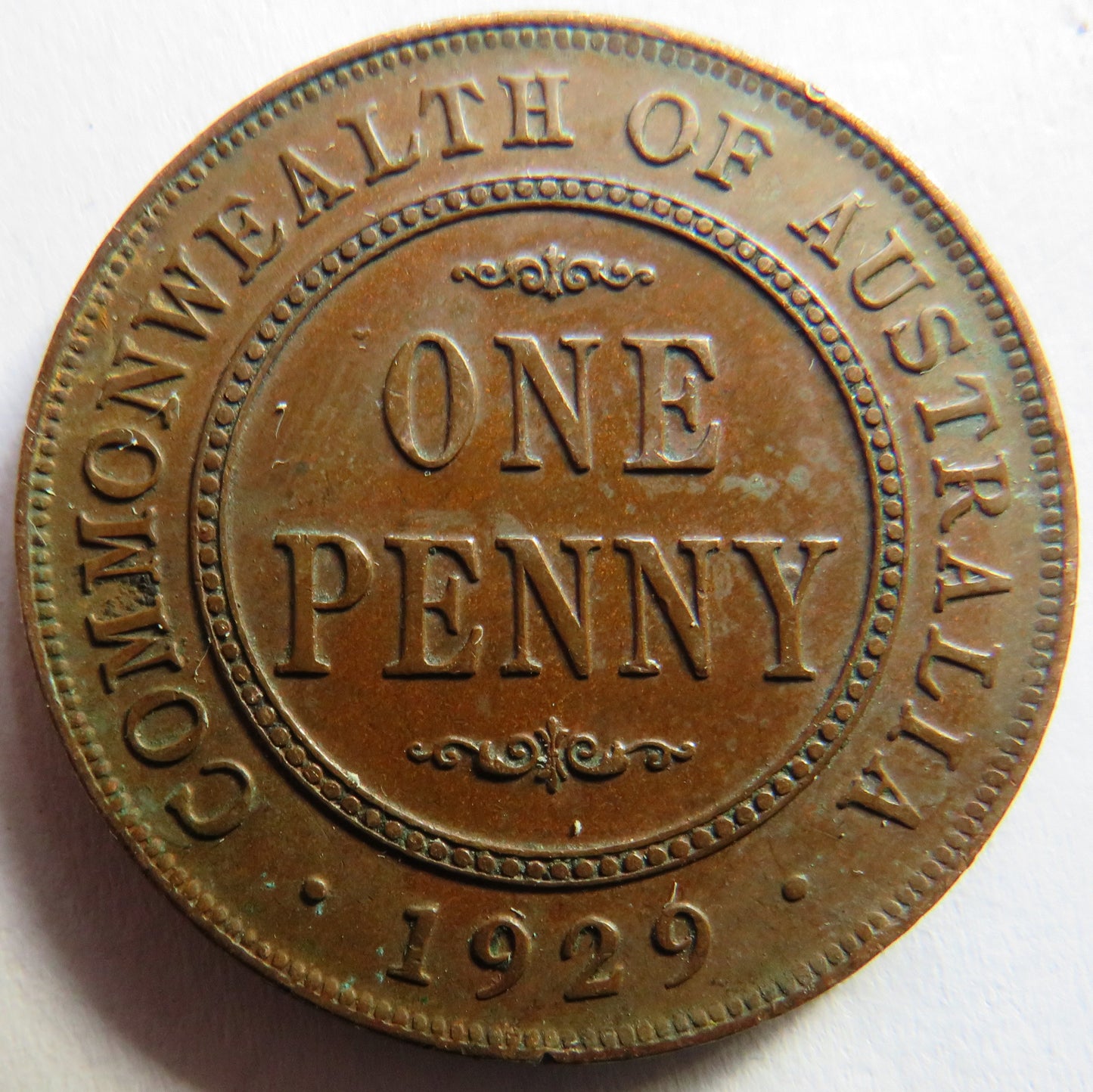 1929 King George V Australia One Penny Coin