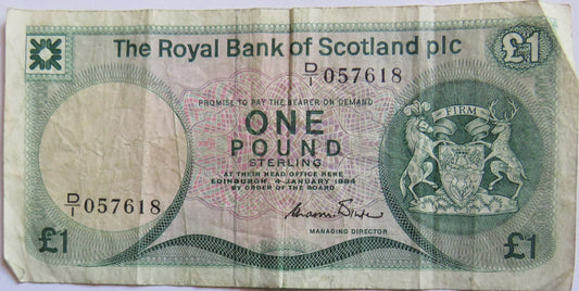 1984 Royal Bank of Scotland £1 One Pound Banknote