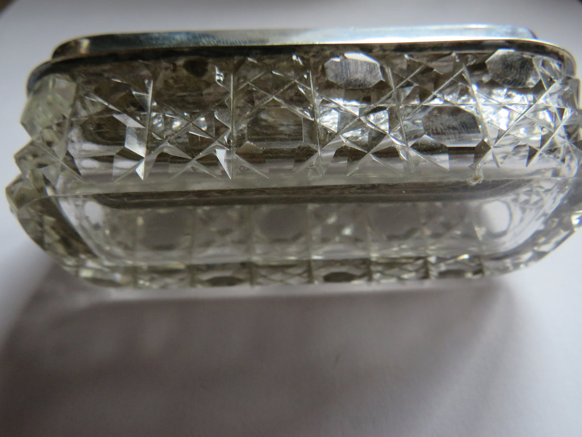 Antique Sterling Silver Lidded Glass Box Hallmarked Chester 1899