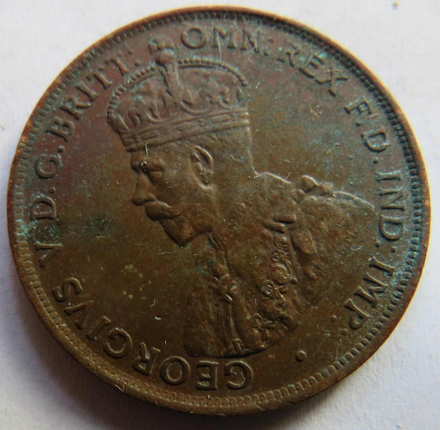 1929 King George V Australia One Penny Coin