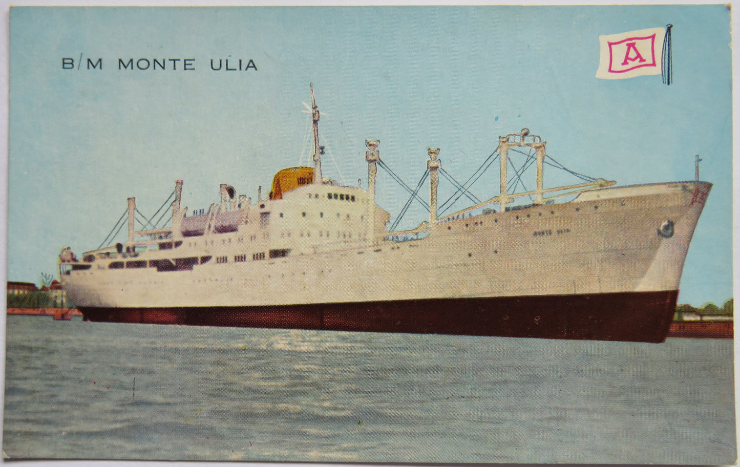 Vintage Shipping Postcard of B/M Monte Ulia