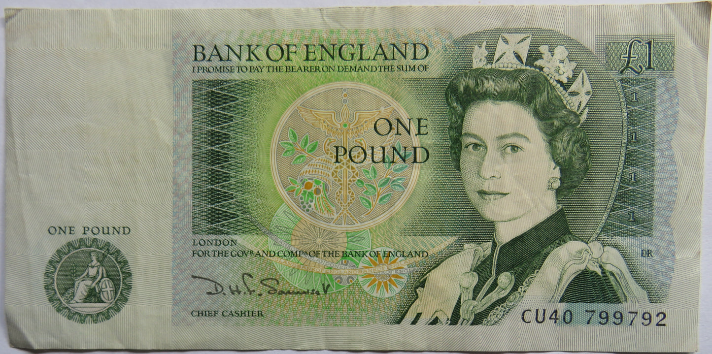 Bank of England £1 One Pound Banknote DH.F. Somerset
