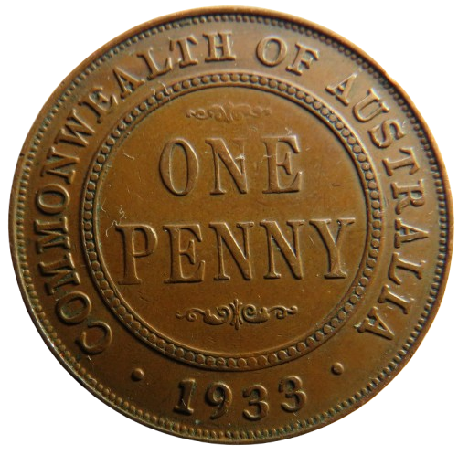 1933 King George V Australia One Penny Coin