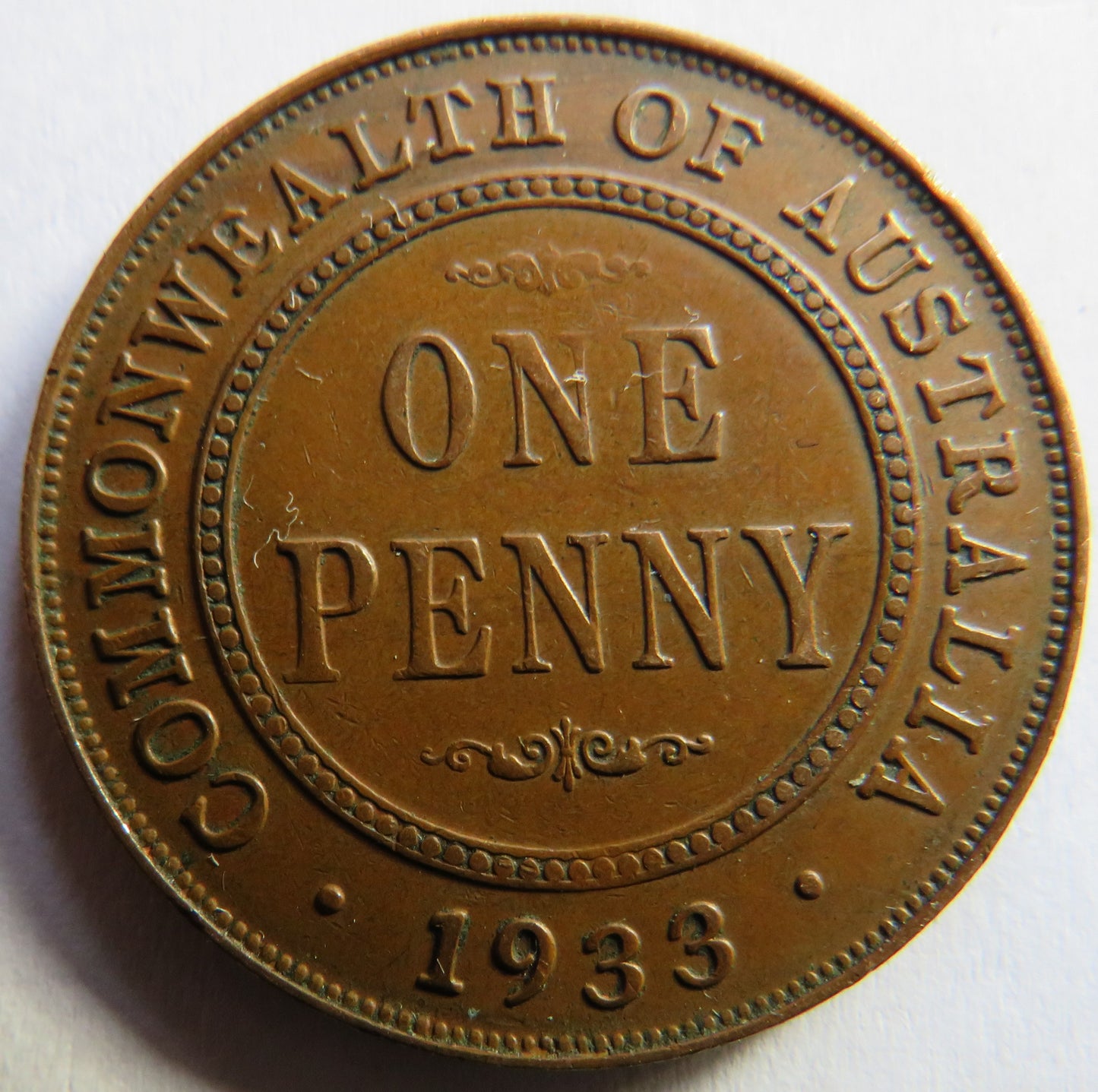 1933 King George V Australia One Penny Coin
