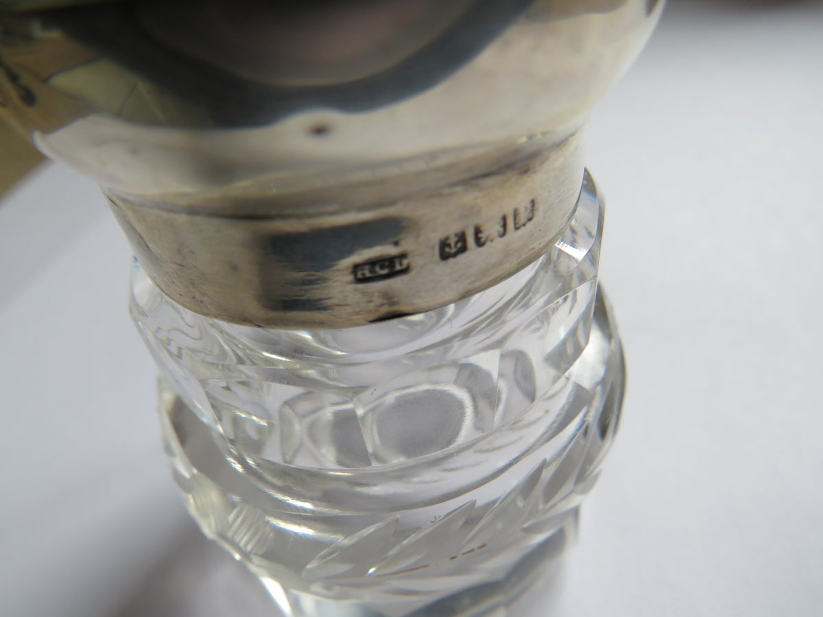 An Excellent Antique Sterling Silver & Enamel Lid Glass Jar / Pot Hallmarked Birmingham 1914