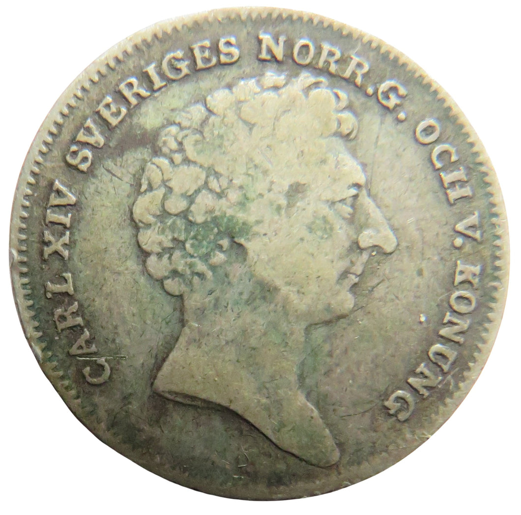 1832 Sweden ⅛ Riksdaler Specie Silver Coin