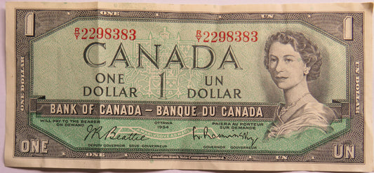 1954 Canada $1 One Dollar Banknote