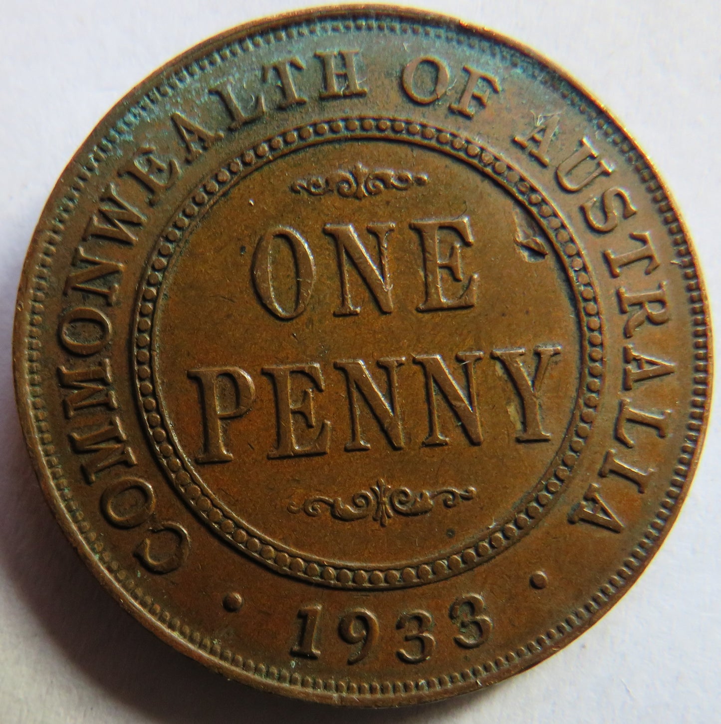 1933 King George V Australia One Penny Coin