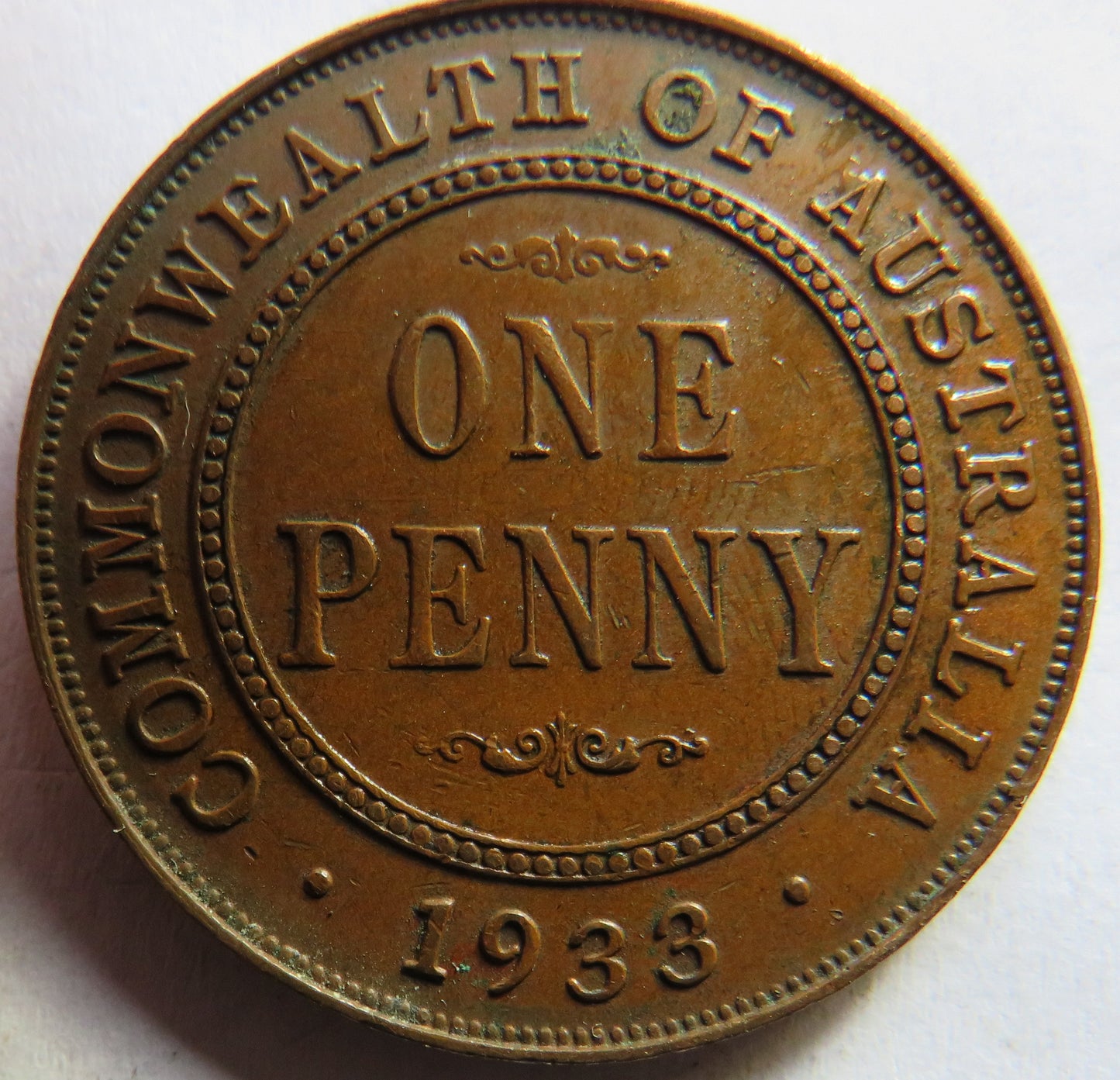 1933 King George V Australia One Penny Coin