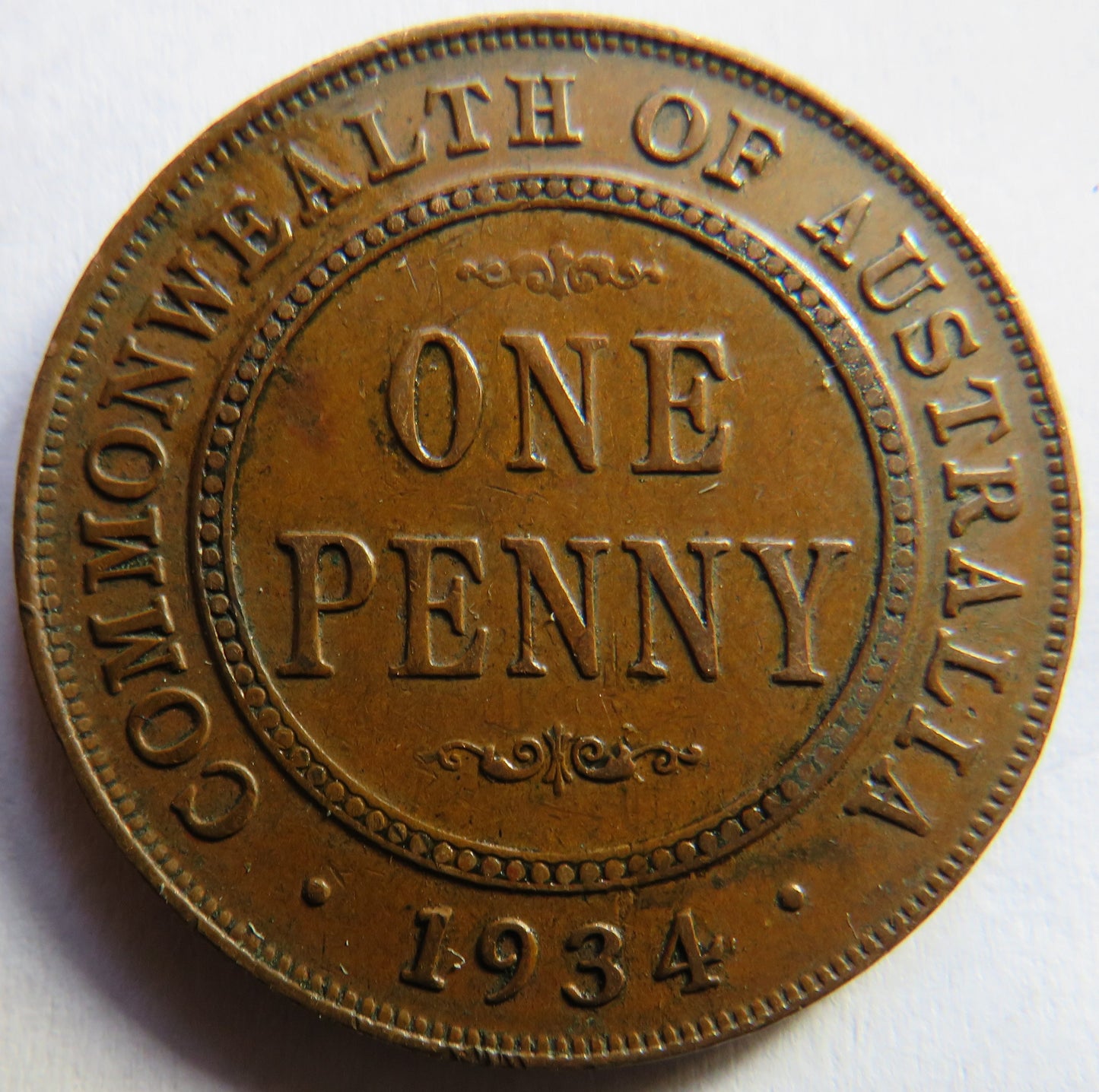 1934 King George V Australia One Penny Coin