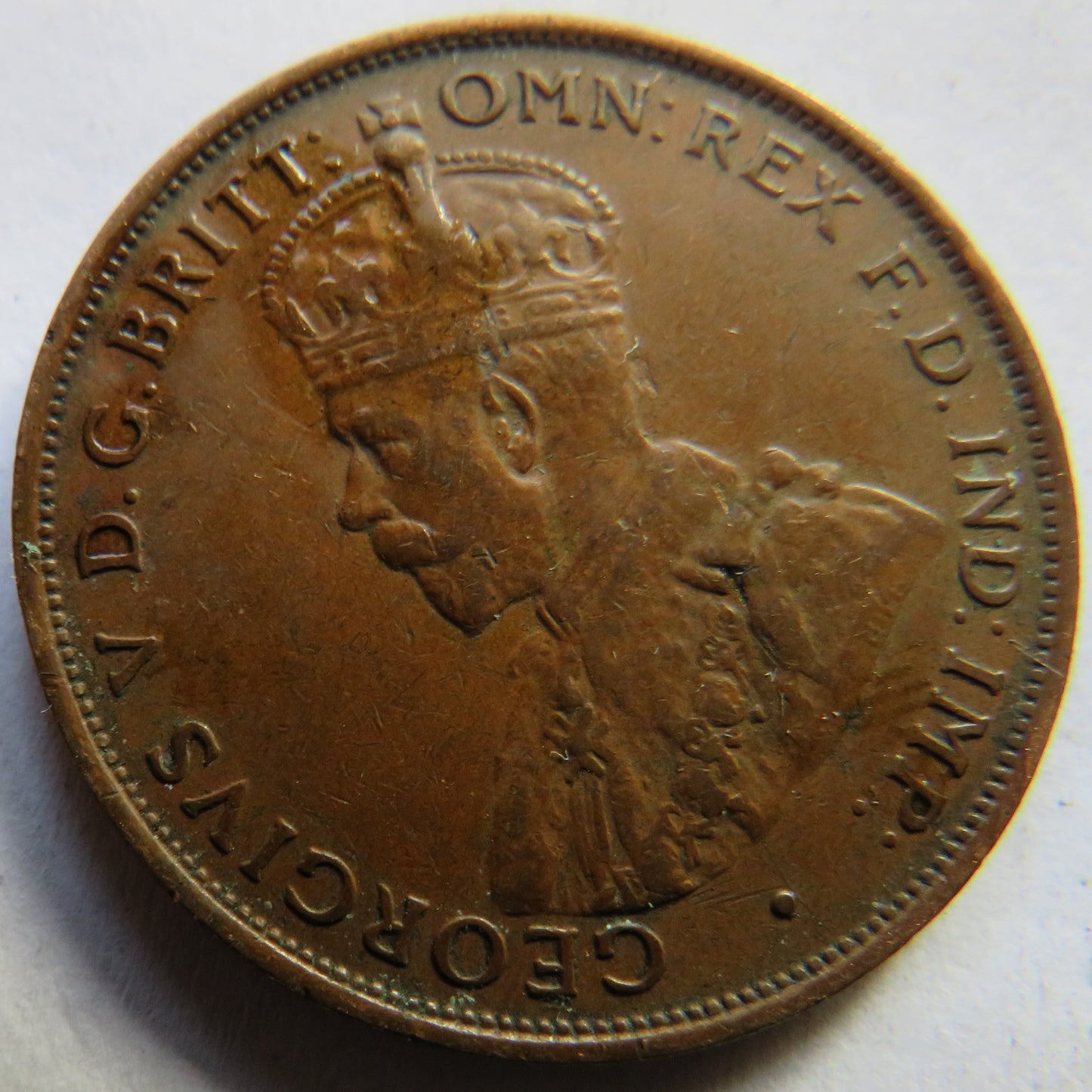1934 King George V Australia One Penny Coin