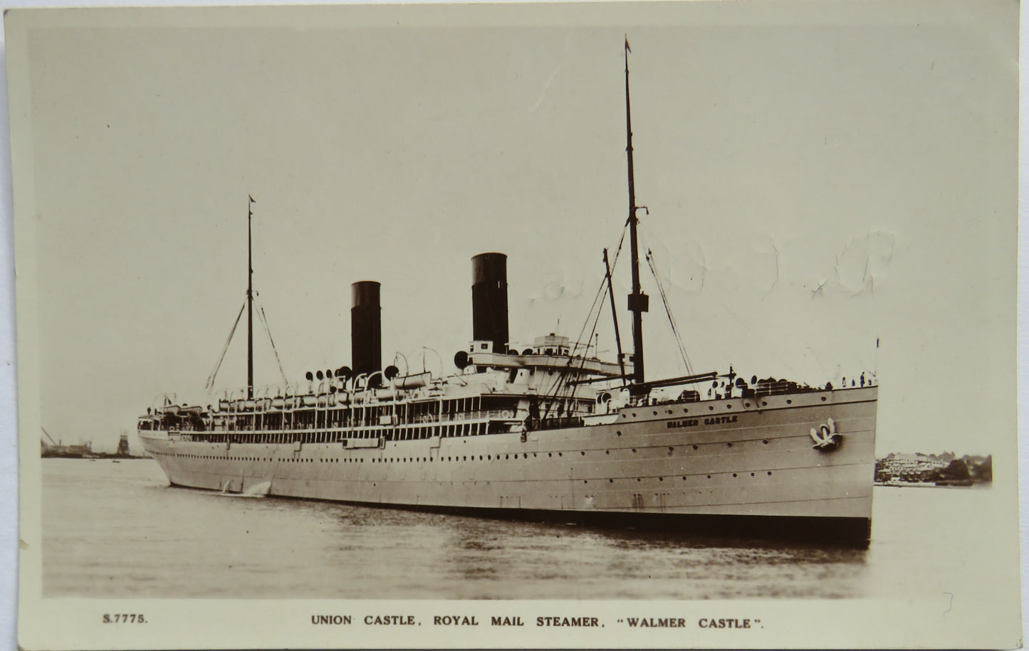 Vintage Shipping Postcard of Union Castle, Royal Mail Steamer "Walmer Castle"