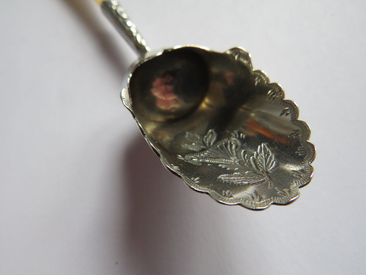 Antique Victorian Sterling Silver & Mother of Pearl Sugar Shovel Spoon Hallmarked Birmingham 1894