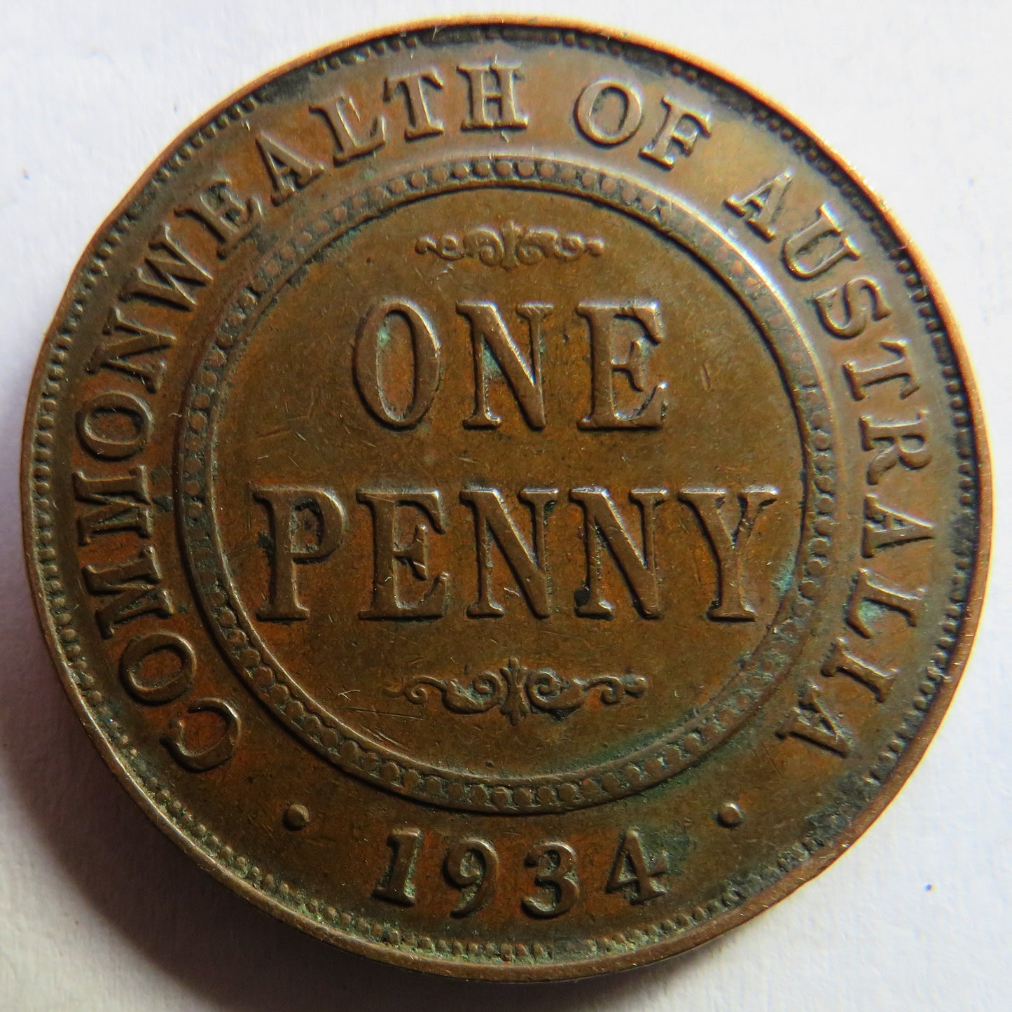 1934 King George V Australia One Penny Coin