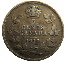 Load image into Gallery viewer, 1919 King George V Canada Silver 5 Cents Coin
