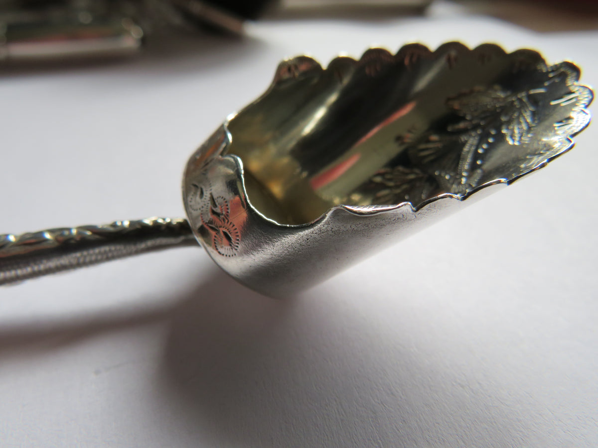 Antique Victorian Sterling Silver & Mother of Pearl Sugar Shovel Spoon Hallmarked Birmingham 1894