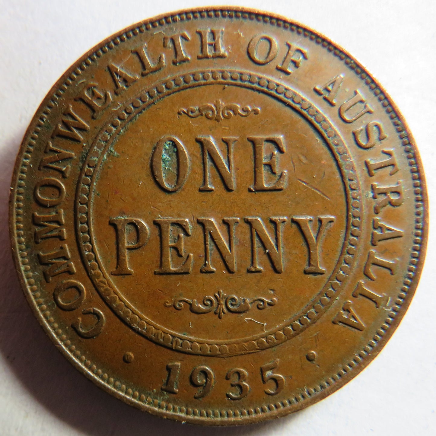 1935 King George V Australia One Penny Coin