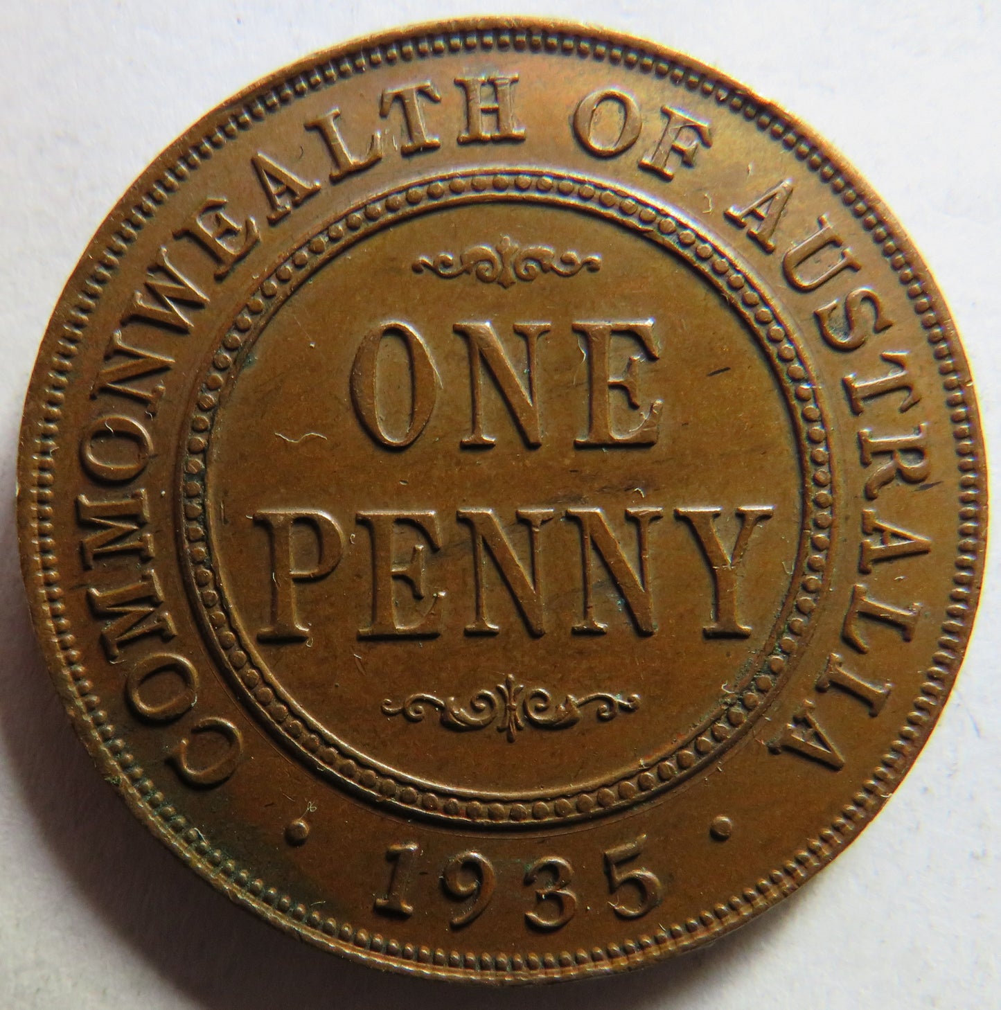 1935 King George V Australia One Penny Coin