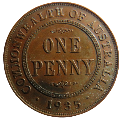 1935 King George V Australia One Penny Coin
