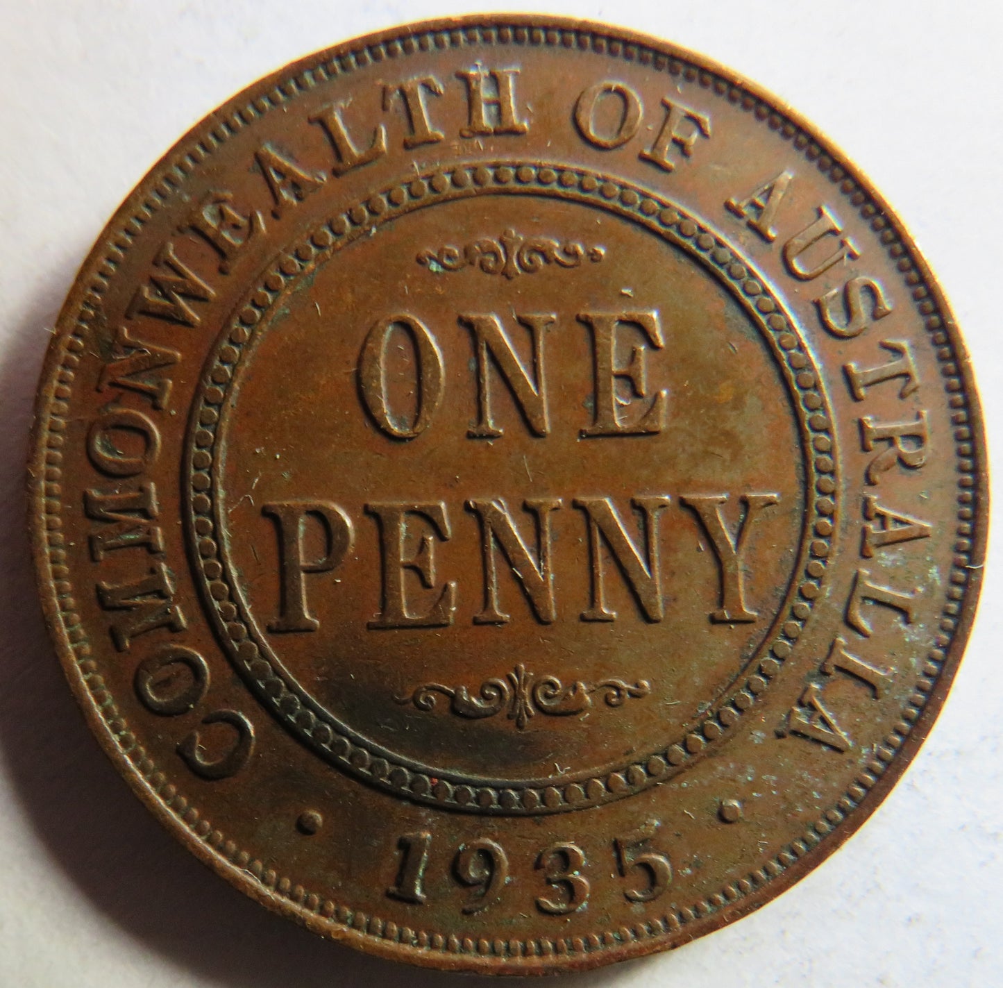 1935 King George V Australia One Penny Coin