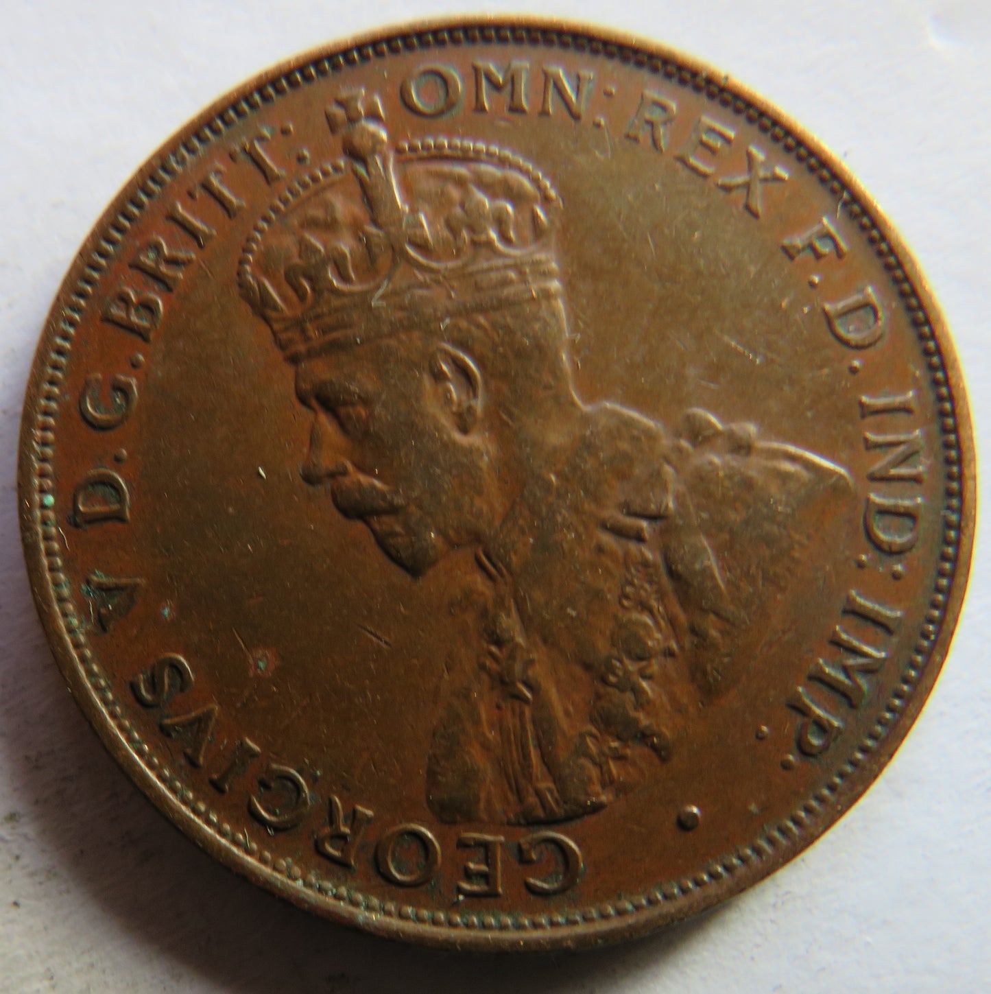 1935 King George V Australia One Penny Coin