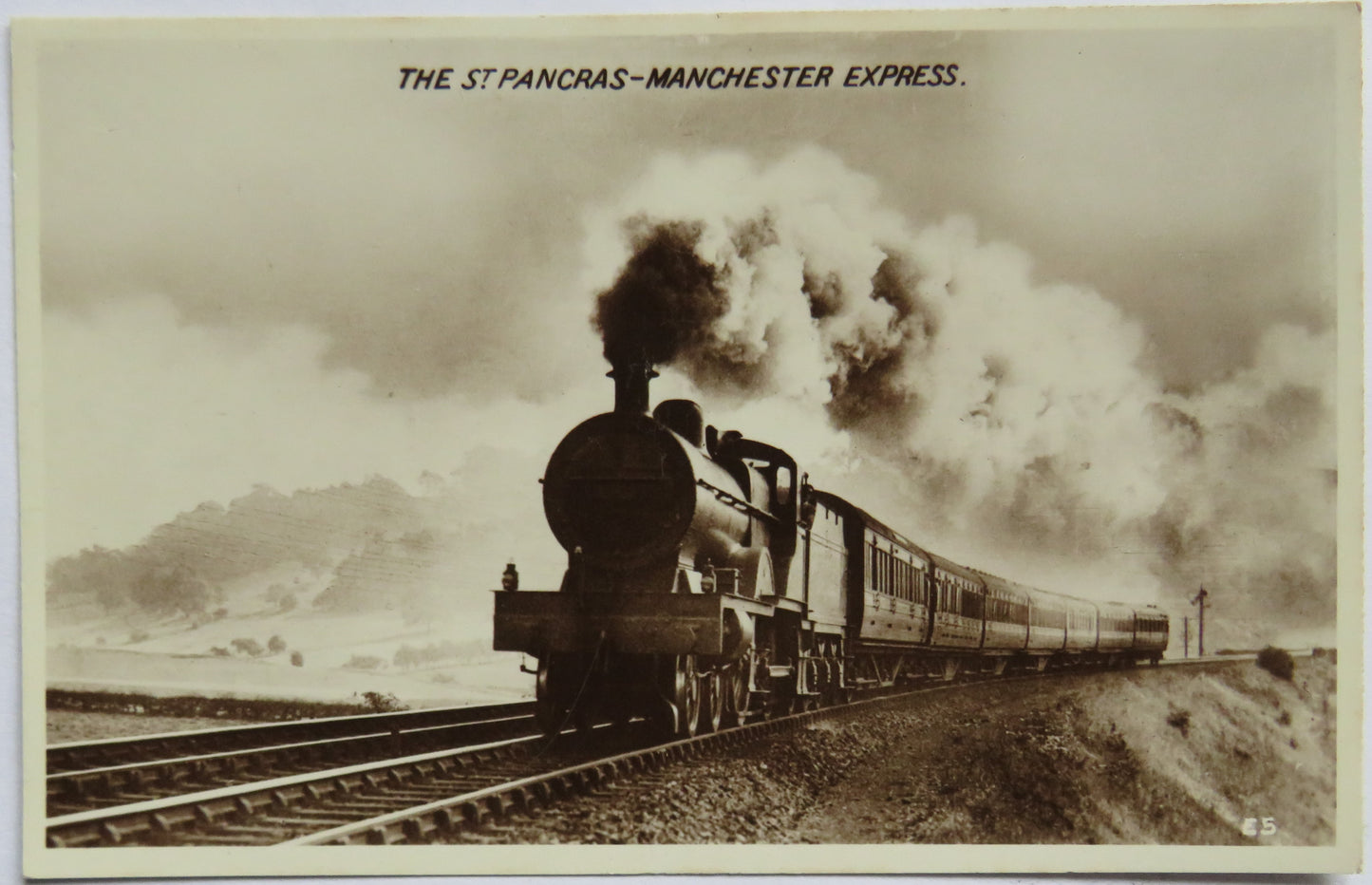 Vintage Railway Postcard Of The St Pancras-Manchester Express